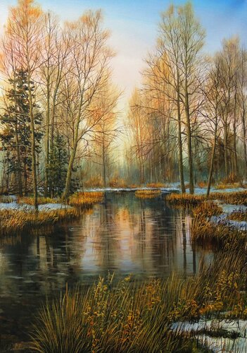 Where Ice Turns to Water di Oleg Riabchuk, Pittura in vendita su Singulart