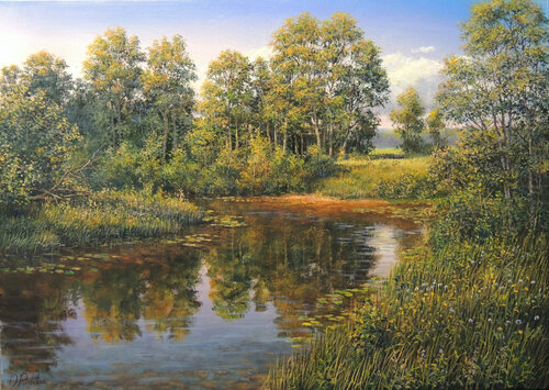 Summer Stillness by Oleg Riabchuk, Painting for Sale on Singulart