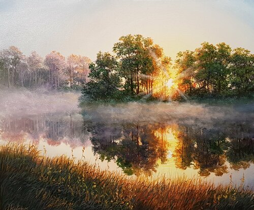 Curtains of the Fog van Oleg Riabchuk, Schilderij te koop op Singulart