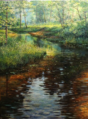 Finding Peace In Nature van Oleg Riabchuk, Schilderij te koop op Singulart