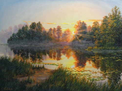 When the evening falls van Oleg Riabchuk, Schilderij te koop op Singulart