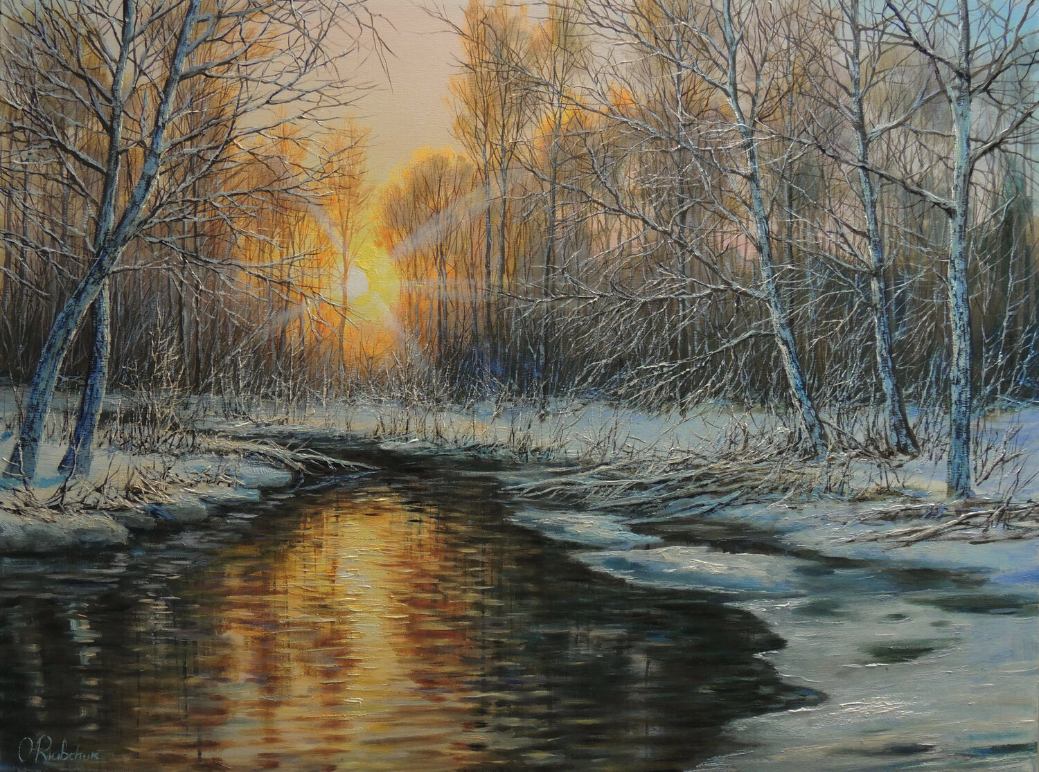 The Loneliness of Winter Oleg Riabchuk Dipinto originale in vendita