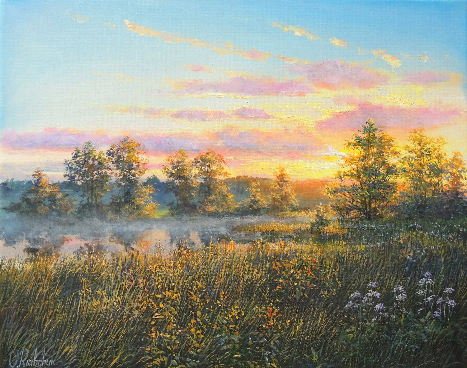 The Beauty of a Sunset Oleg Riabchuk Dipinto originale in vendita