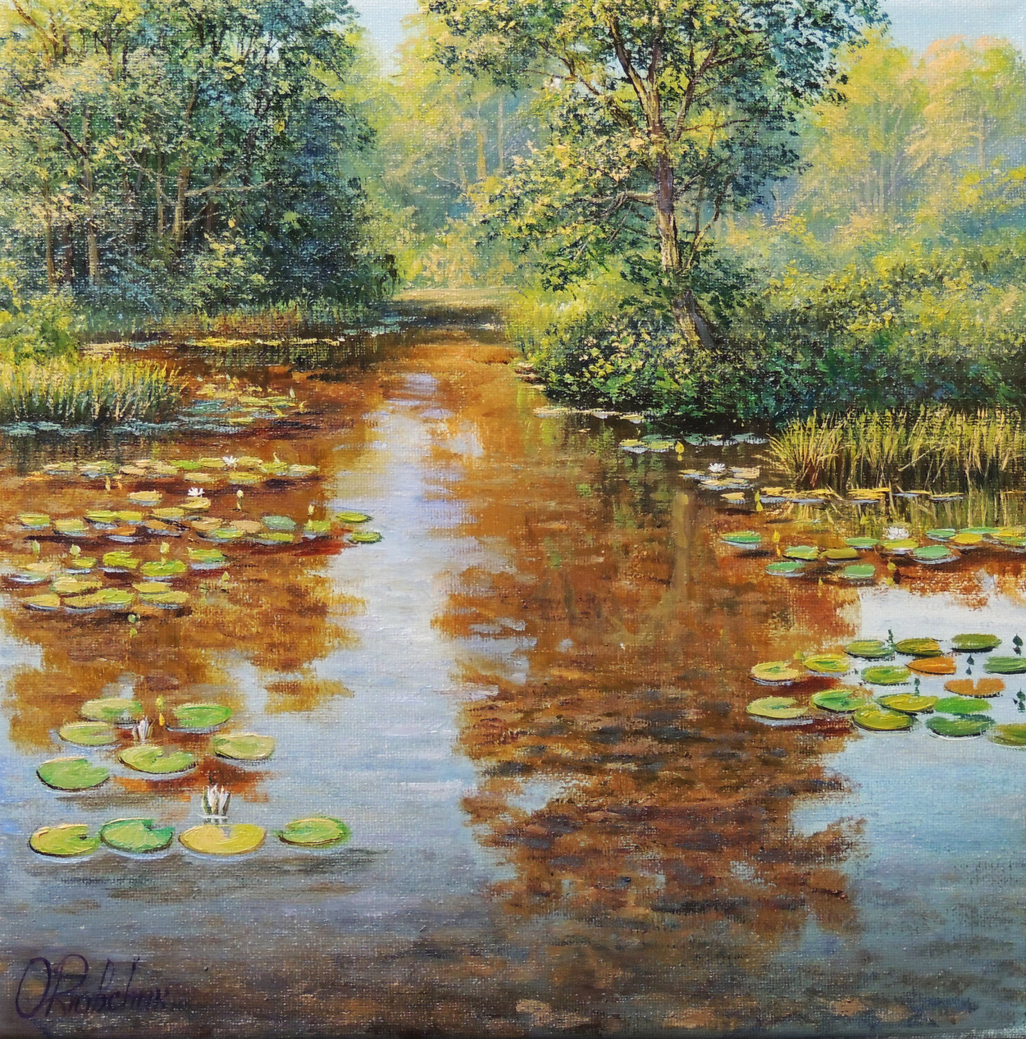 In The Land of Water Lilies Oleg Riabchuk Originalgemälde zu verkaufen