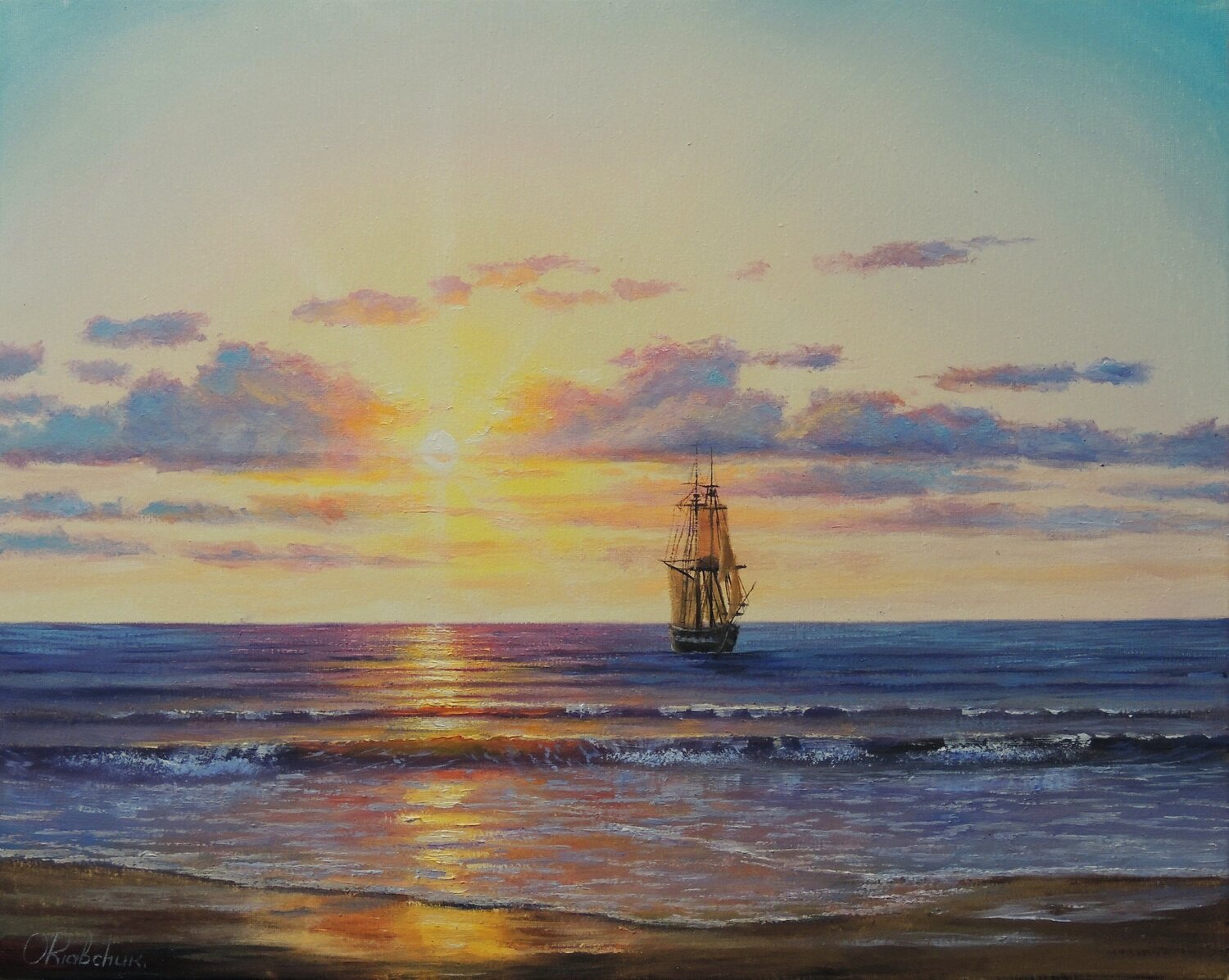 On the Way Home Oleg Riabchuk Original painting for sale
