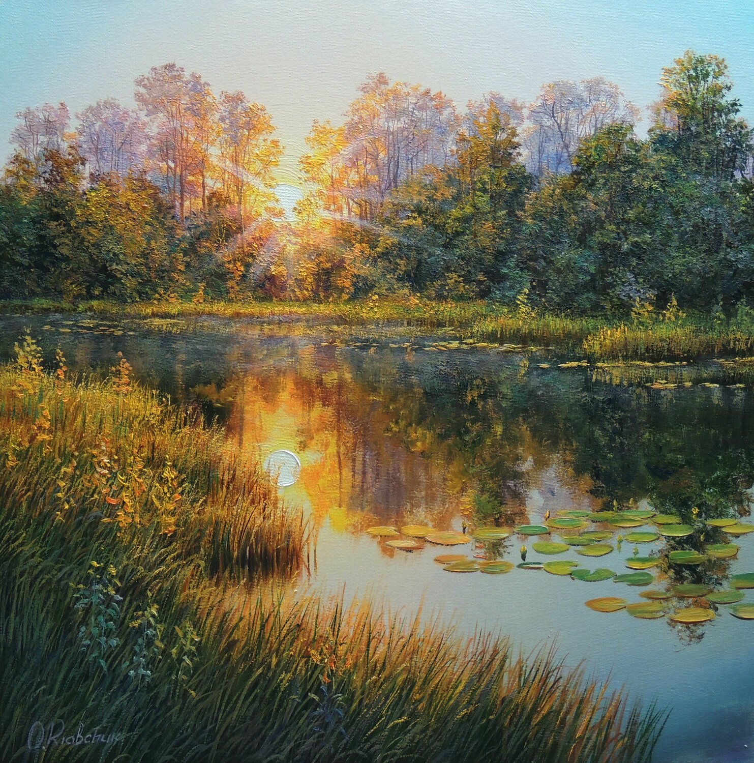 At the End of the Day Oleg Riabchuk Dipinto originale in vendita