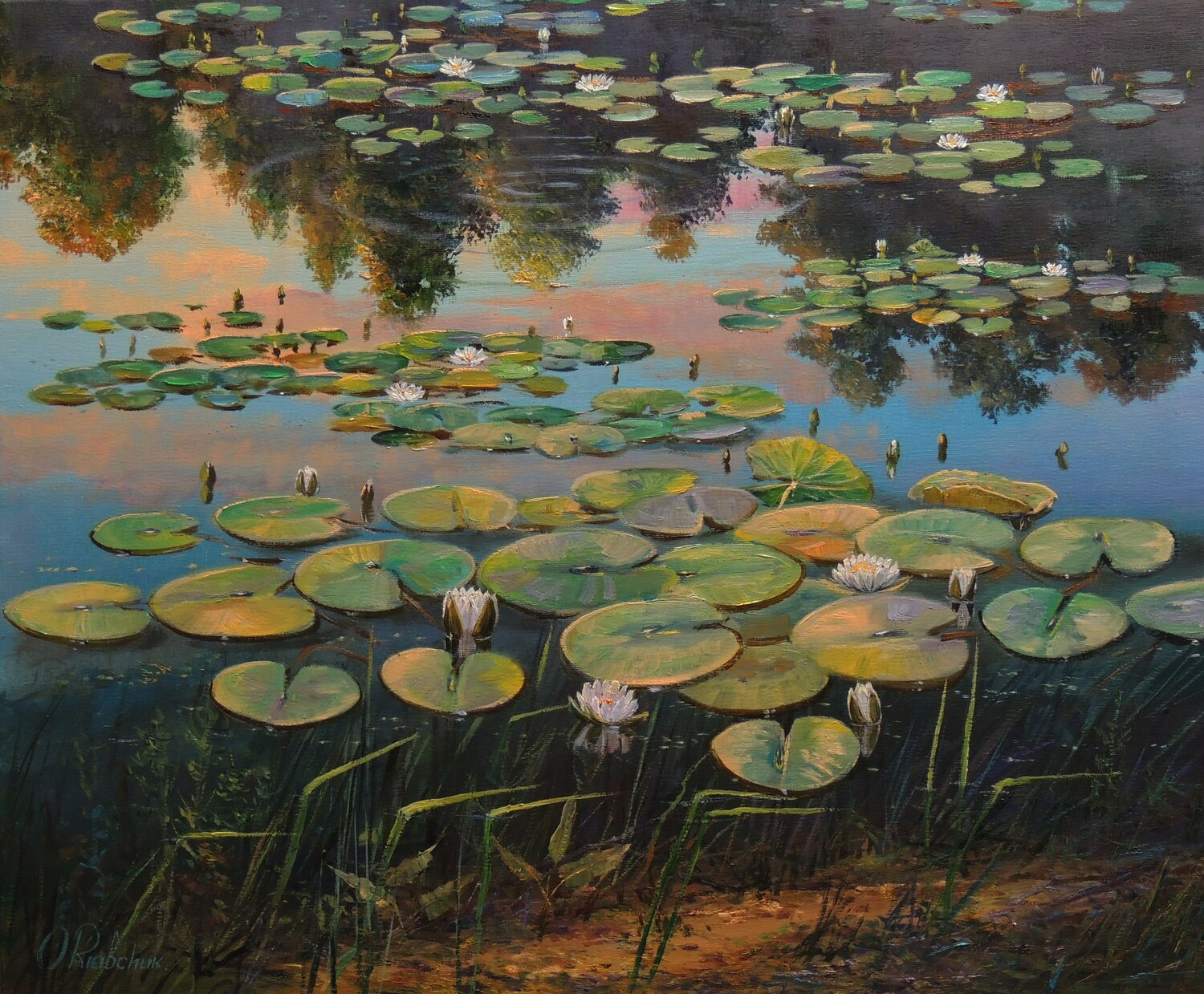 Kingdom of Water Lilies Oleg Riabchuk Originalgemälde zu verkaufen
