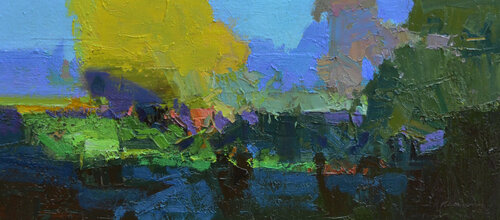 Yellow tree by Vytautas Laisonas, Painting for Sale on Singulart