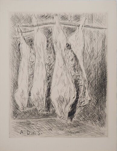 La boucherie, Gravure originale signée van André Dunoyer de Segonzac, Afdruk te koop op Singulart