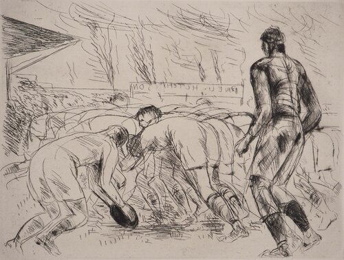 La mêlée de rugby, Gravure originale van André Dunoyer de Segonzac, Afdruk te koop op Singulart