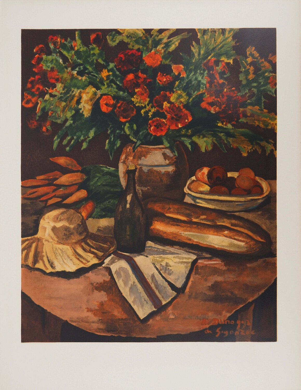 Nature morte aux pivoines, Lithographie signée André Dunoyer de Segonzac Druck zu verkaufen