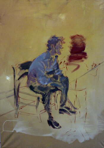 Entspanne dich und genieße dein Leben. Menschen auf dem Stuhl di Mila Veljac'a, Pittura in vendita su Singulart