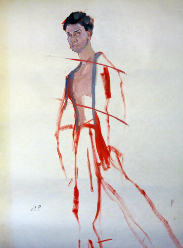Oilportrait mit rotem Faden von Mila Veljac'a, Werk auf Papier kaufen auf Singulart