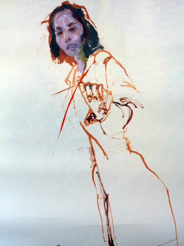 Oilportrait mit rotem Faden by Mila Veljac'a, Work on Paper for Sale on Singulart