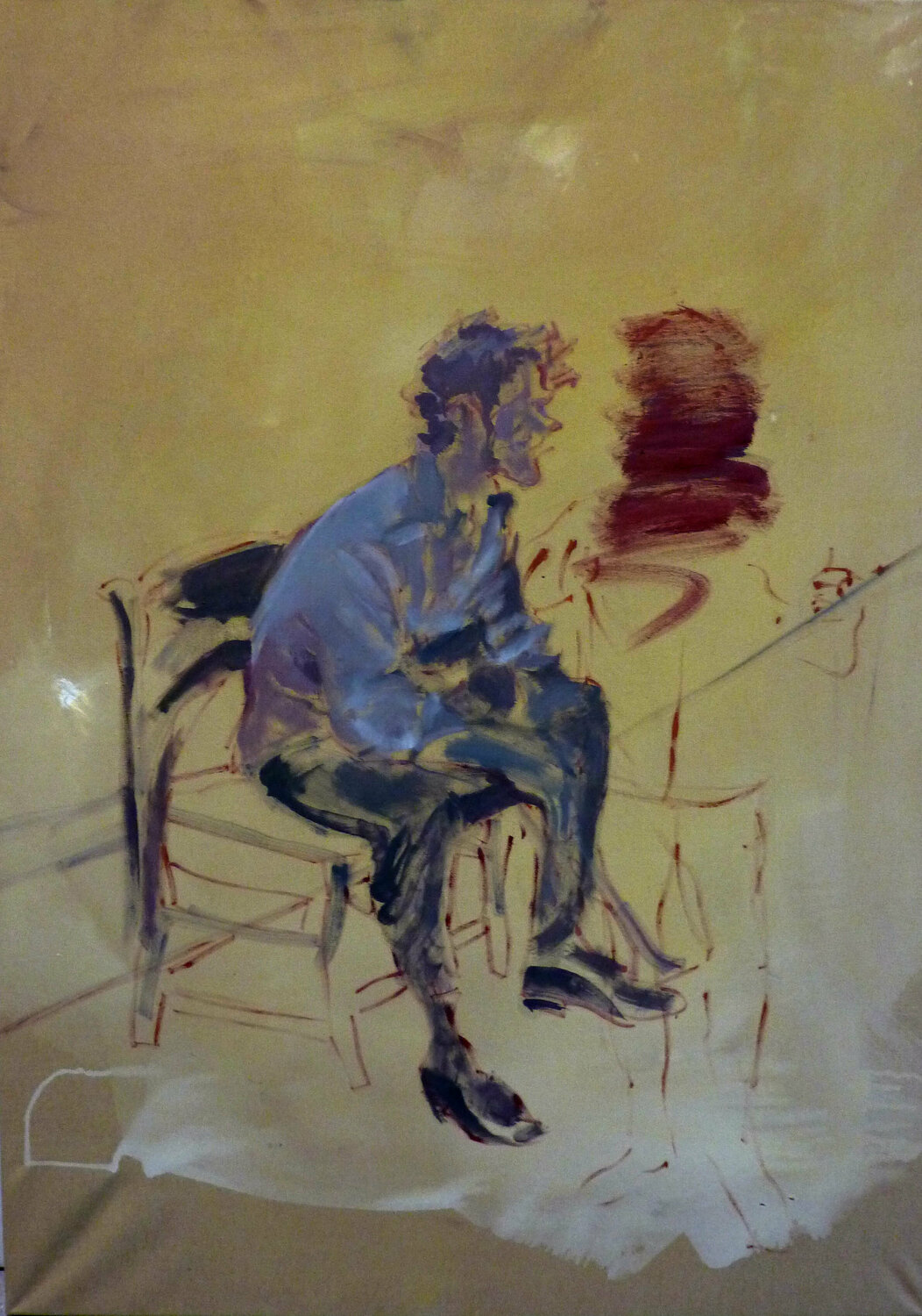 Entspanne dich und genieße dein Leben. Menschen auf dem Stuhl Mila Veljac'a Peinture originale à vendre