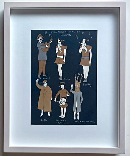 Even More Friends of Jason, including Dzama, from the Estate of Jason Polan, double sided work with self portrait on the back by Marcel Dzama, 종이 for Sale on Singulart