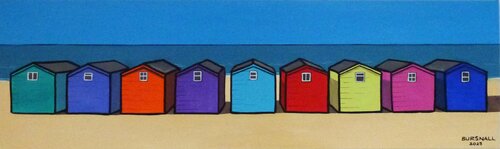 Beach Hut Lives di Paul Bursnall, Pittura in vendita su Singulart