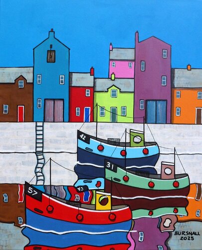 Fish Quay Reflections di Paul Bursnall, Pittura in vendita su Singulart