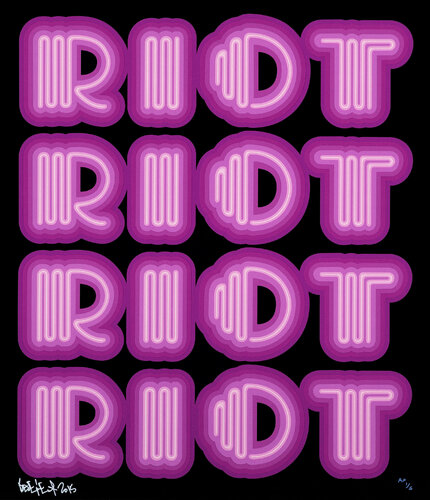 RIOT (Violet), rare large hand signed screen print di Ben Eine, Stampa in vendita su Singulart