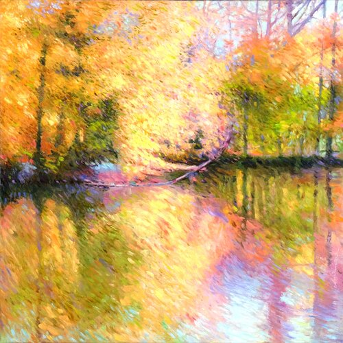 Autumn trees - Lake Castle Monrepos von Richard Mierniczak, Malerei kaufen auf Singulart