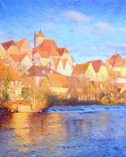 Besigheim at sunset van Richard Mierniczak, Schilderij te koop op Singulart