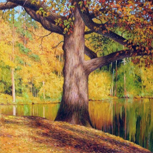Forest at Baerensee 3. - Old oak van Richard Mierniczak, Schilderij te koop op Singulart