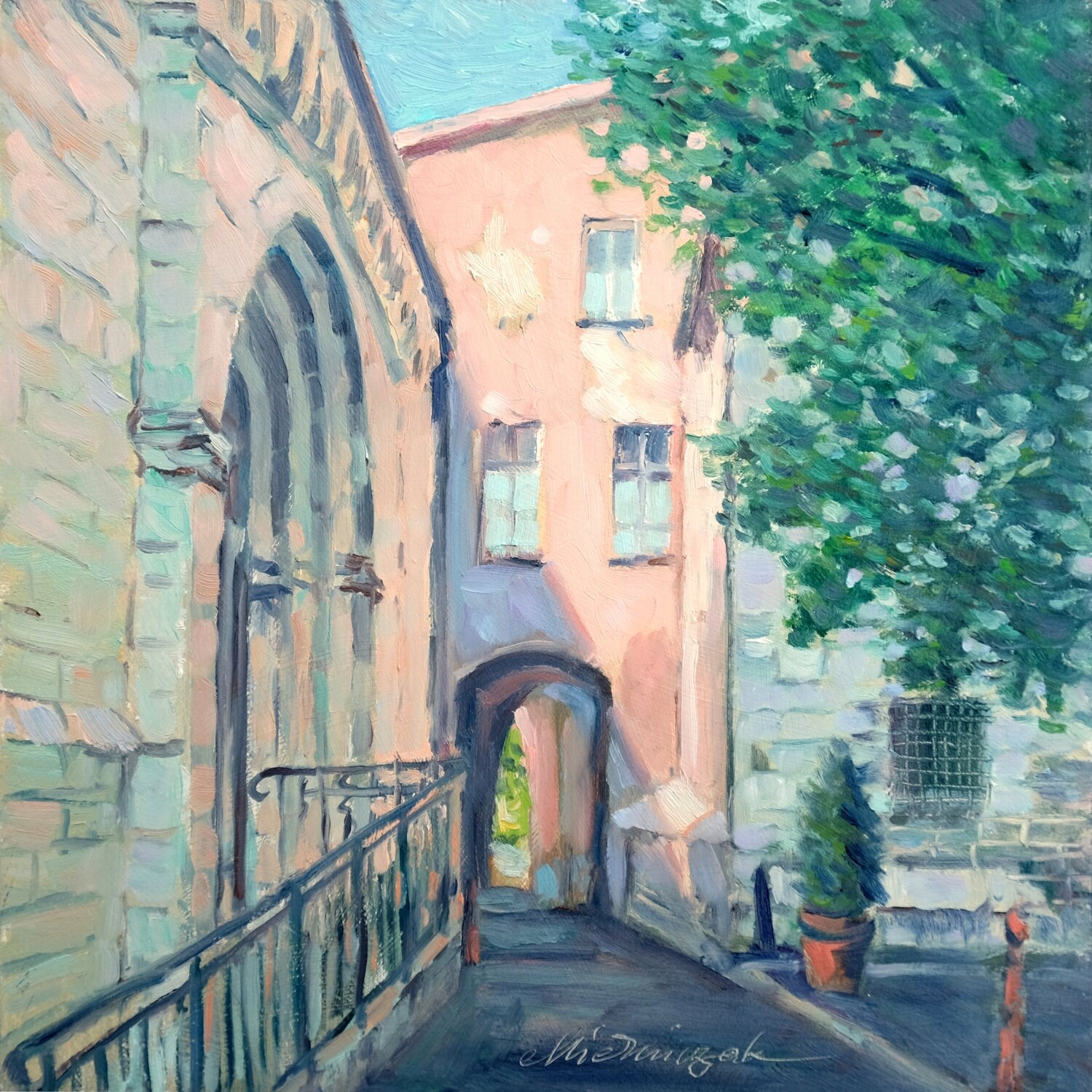 Streets of Grasse 2. / Provence Richard Mierniczak Originalgemälde zu verkaufen