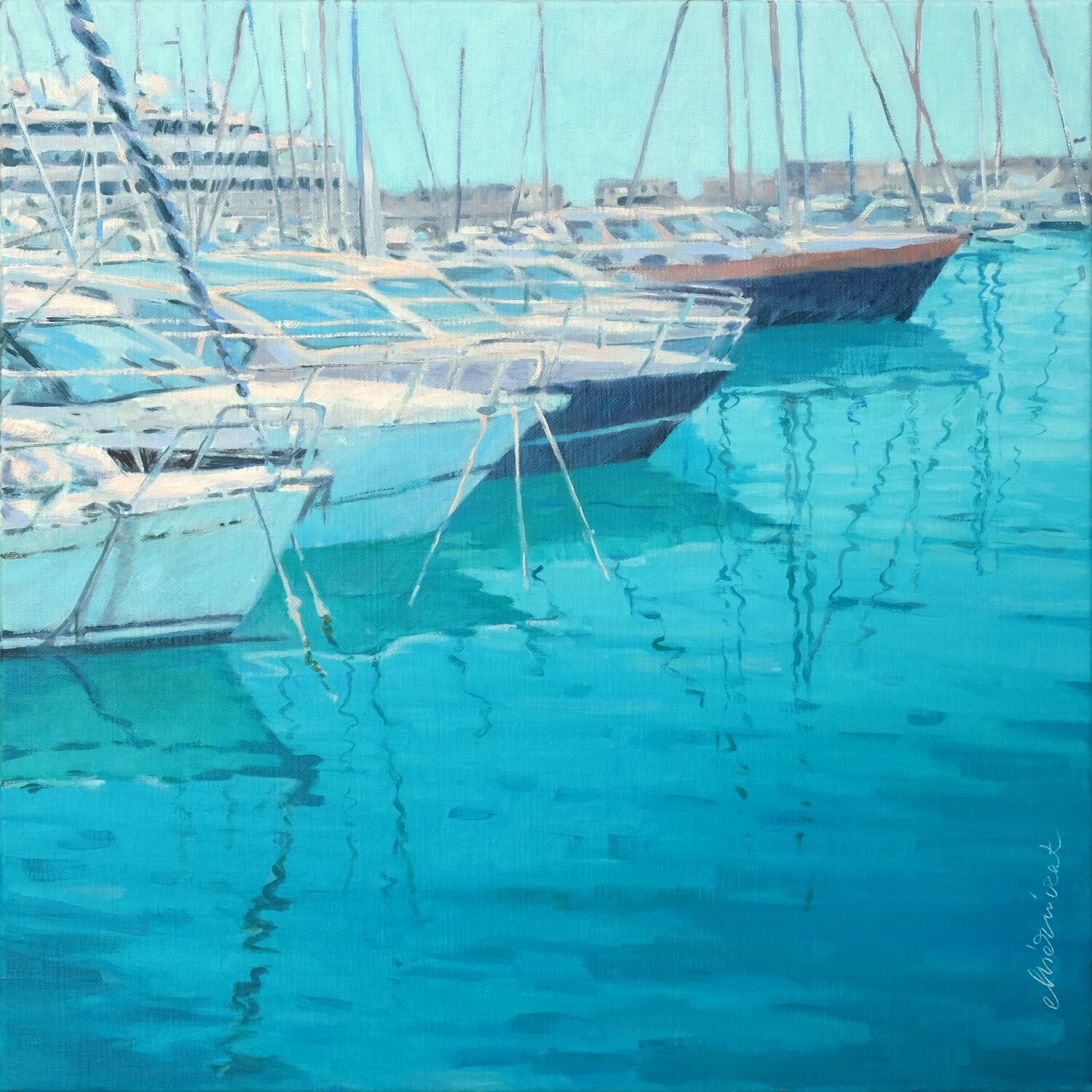 Yacht port in Antibes Richard Mierniczak Originalgemälde zu verkaufen