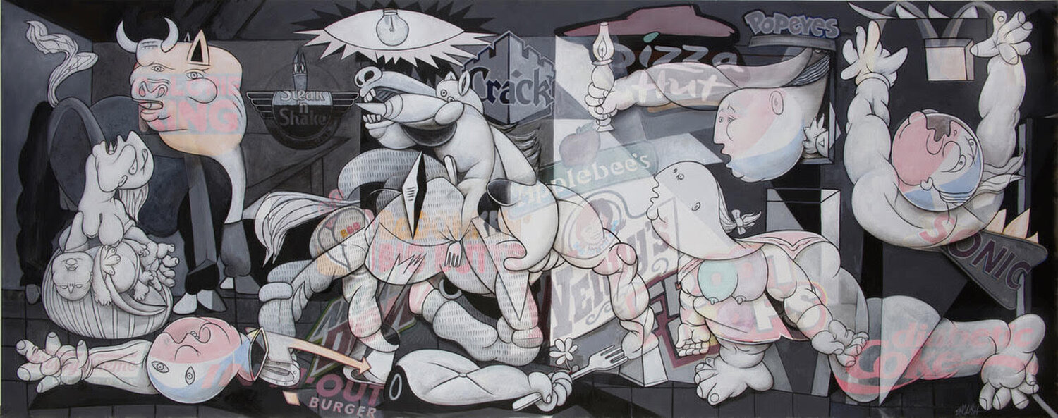 Fast Food Guernica Ron English Originalgemälde zu verkaufen