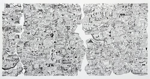 Sketch for World Map from the Peace Portfolio by Öyvind Fahlström, Print for Sale on Singulart