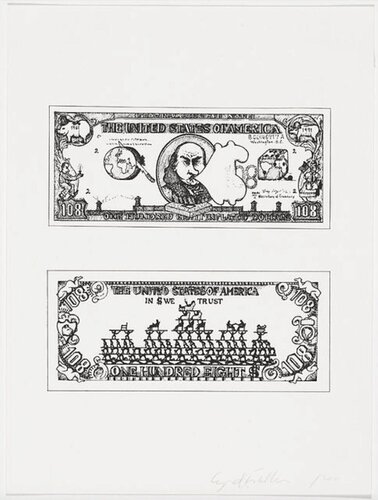 Öyvind Fahlström $108 Bill from The New York Collection for Stockholm by Öyvind Fahlström, Print for Sale on Singulart
