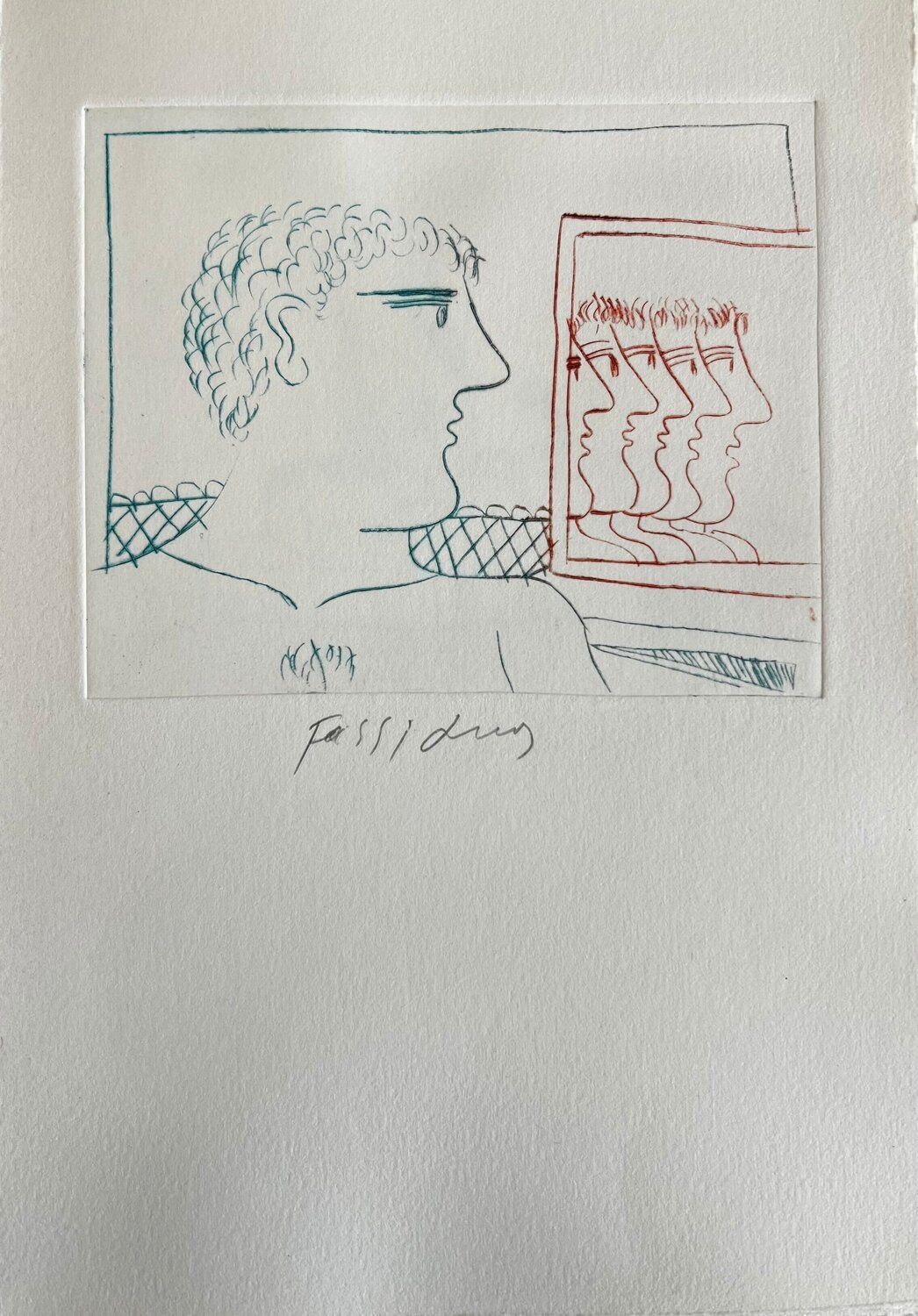Untitled (Figure with a reflection)  Alekos Fassianos Stampa in vendita