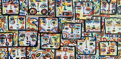 71''X 35''(180X90CM), Free Spirits 7 van Veronica Vilsan, Schilderij te koop op Singulart