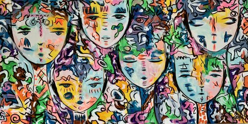 71''X 35''(180X90CM), Free Spirits 12 van Veronica Vilsan, Schilderij te koop op Singulart