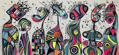 71''x 33''(180x85cm), Friends 41 van Veronica Vilsan, Schilderij te koop op Singulart