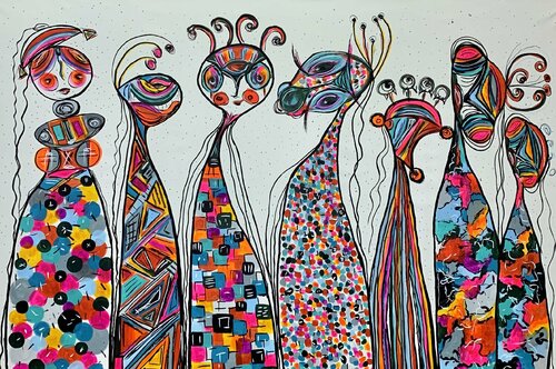 78''X50''(200X125CM), Friends 45 di Veronica Vilsan, Pittura in vendita su Singulart