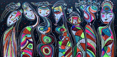 71''X 35''(180X90CM),FRIENDS 49 van Veronica Vilsan, Schilderij te koop op Singulart
