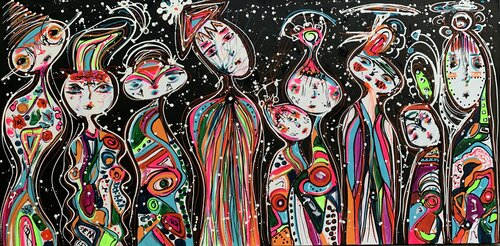 71''X 35''(180X90CM), FRIENDS 50 van Veronica Vilsan, Schilderij te koop op Singulart