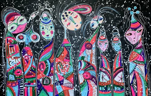 75''x 45''(190 x 115 cm),  Friends 52 van Veronica Vilsan, Schilderij te koop op Singulart