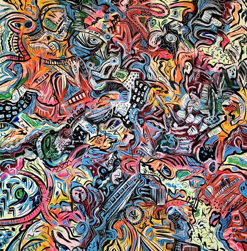 75''X 75''(190 X 190 CM), LIFE IN COLORS 32 van Veronica Vilsan, Schilderij te koop op Singulart
