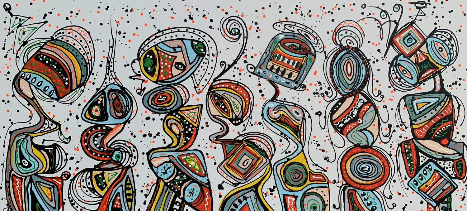 71''x 33''(180x85cm), Friends 72 Veronica Vilsan Originalgemälde zu verkaufen