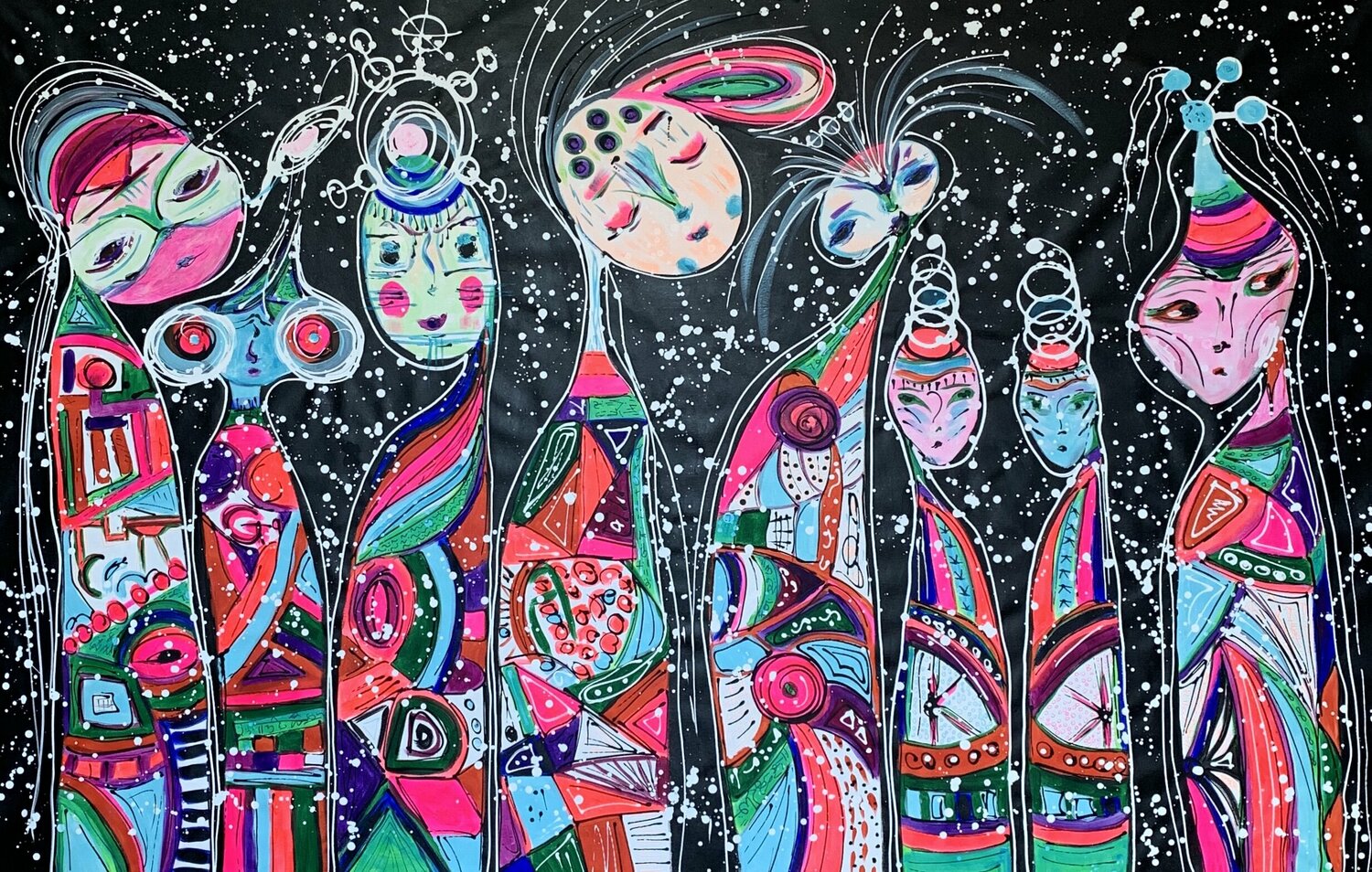 75''x 45''(190 x 115 cm),  Friends 52 Veronica Vilsan Originalgemälde zu verkaufen