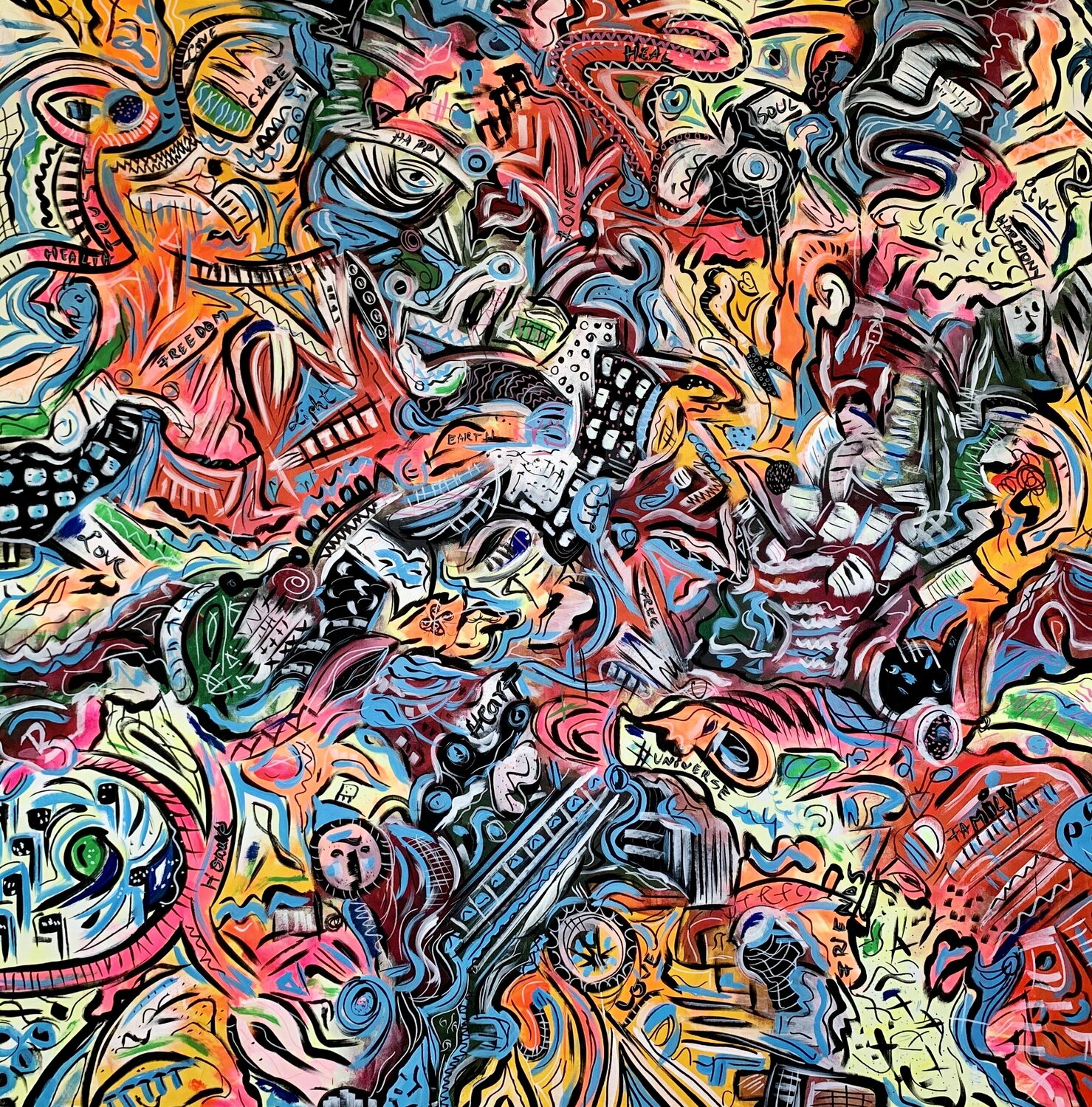 75''X 75''(190 X 190 CM), LIFE IN COLORS 32 Veronica Vilsan Originalgemälde zu verkaufen