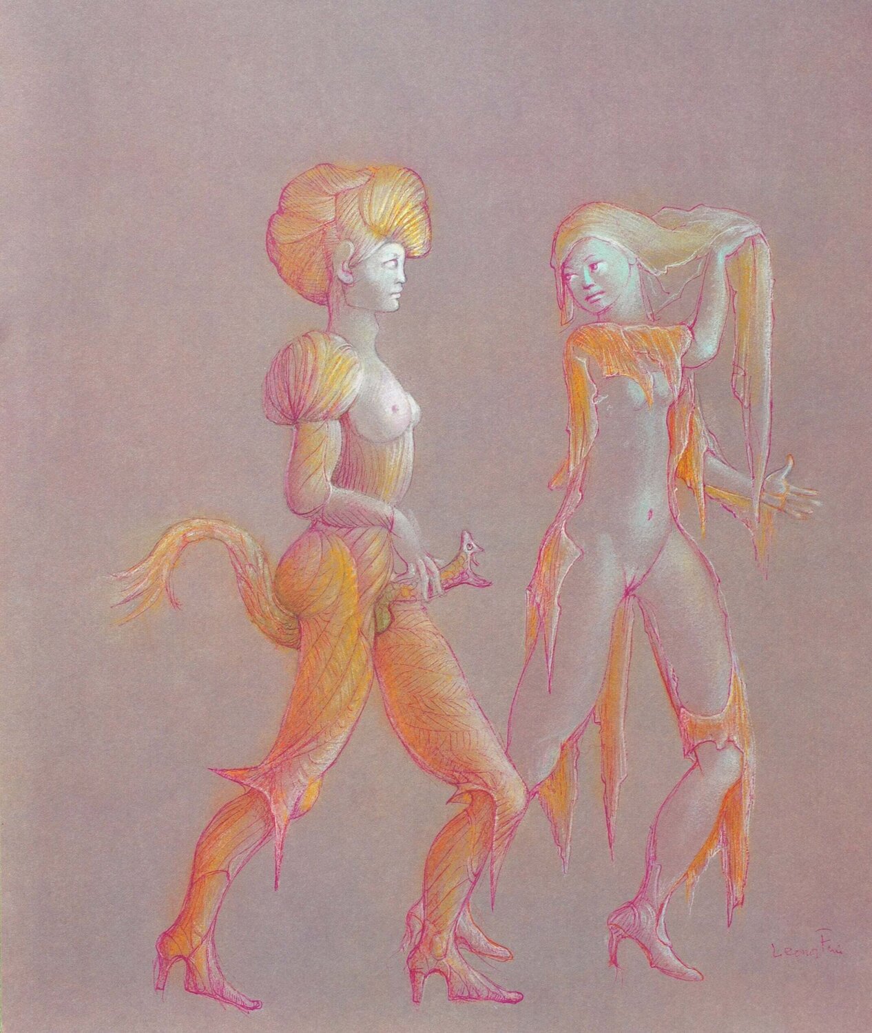 Le serpent, Lithographie signée Leonor Fini Druck zu verkaufen