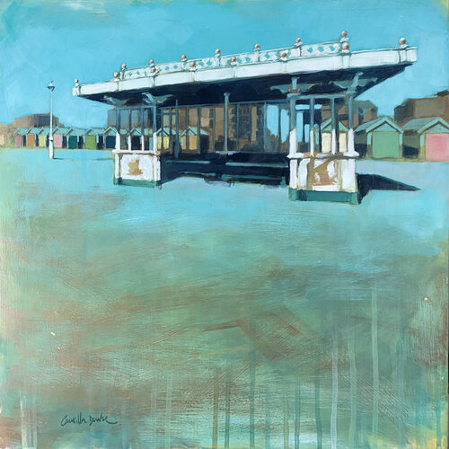 Seafront shelter, Western Esplanade, Hove by Camilla Dowse, 油畫 for Sale on Singulart