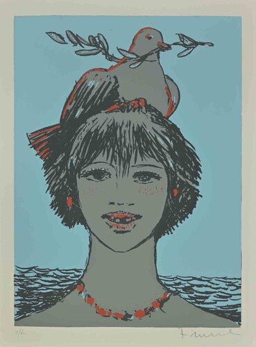 Portrait with Dove von Salvatore Fiume, Druck kaufen auf Singulart