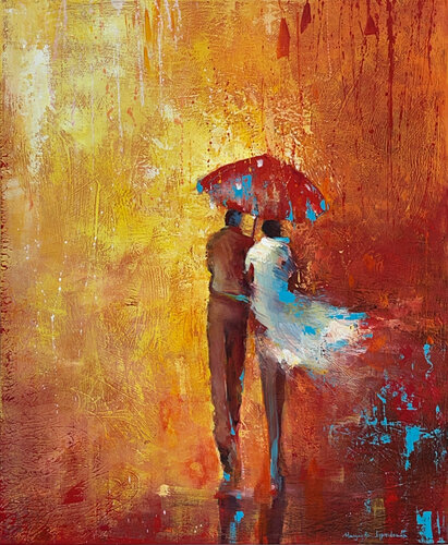Together Rain Or Shine par Margarita Lypiridou, Peinture en vente sur Singulart