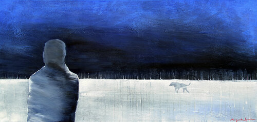 L'homme et le chien by Margarita Lypiridou, Painting for Sale on Singulart