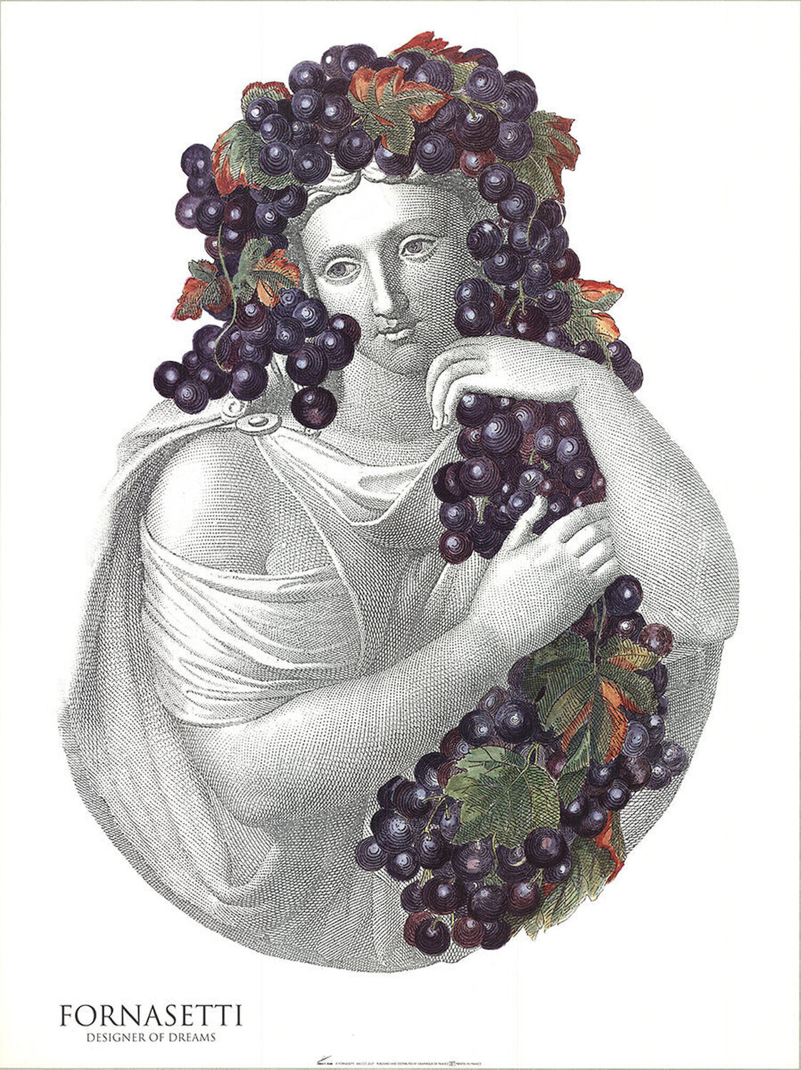 Portrait with Grapes Piero Fornasetti Druck zu verkaufen