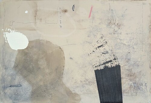 "Panoply" Contemporary Neutral Toned Gestural Abstract Expressionist Painting van Ian Francis, Schilderij te koop op Singulart